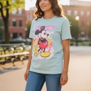 Disney Mickey Mouse Classic Pose Unisex T-Shirt Multicolor Graphic Print Size L